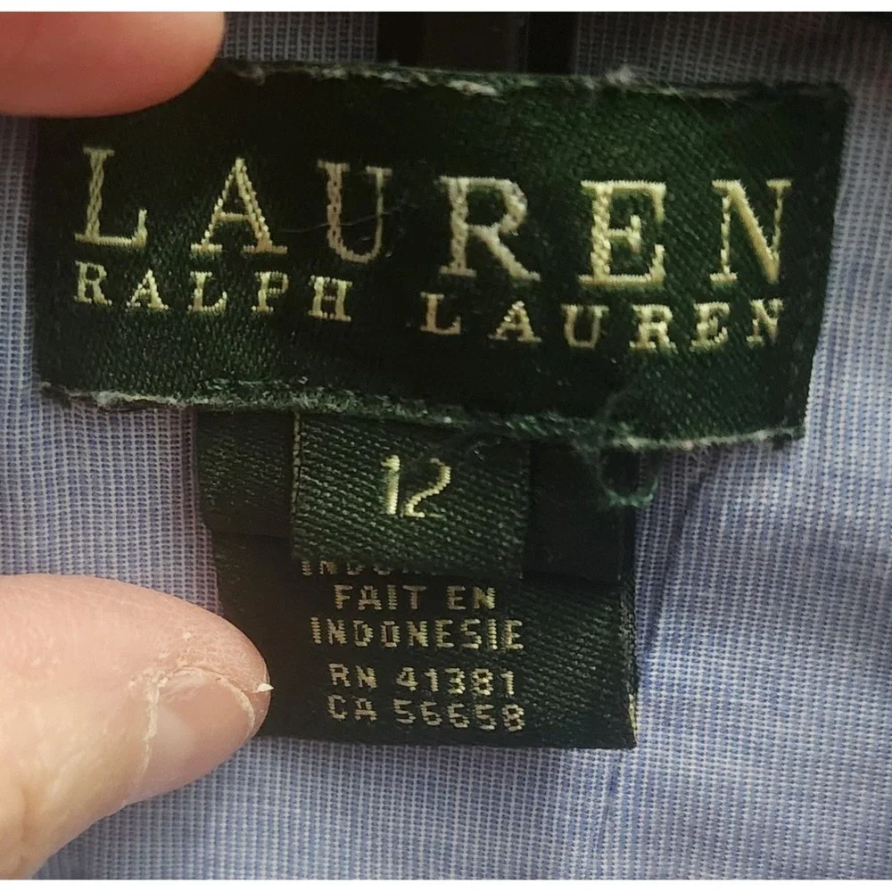 Ralph Lauren Kids Boys Blue‎ Long Sleeve Button Down Shirt RL Logo Size 12